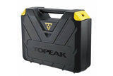 Topeak Prepbox Black professional bike tool kit with 18 essential workshop tools arranged in a sturdy case.