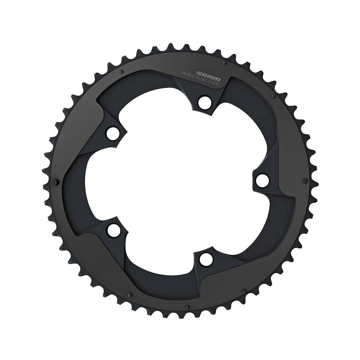 SRAM Road Red X-Glide 50T Yaw 11-speed chainring in black aluminum with 110 BCD and 2-pin design, suitable for road bike components.