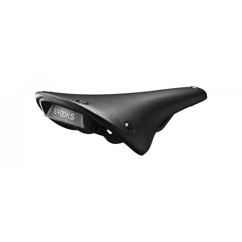 Brooks C15 Cambium black all-weather steel bike saddle with waterproof cover, 140mm width, durable and comfortable for cycling.