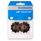 Shimano universal rear derailleur pulley set with multiple components for replacing Shimano bike rear derailleur pulleys.