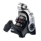 TRP Spyre flat mount mechanical disc brake caliper with dual-sided actuation, shown with mounting hardware and brake pads.