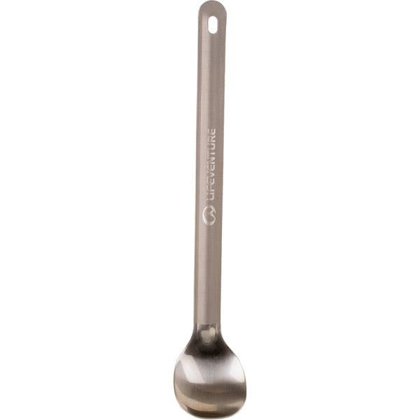 Lifeventure titanium long-handled camping spoon, lightweight and durable outdoor gear accessory for camping and hiking.
