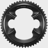 Shimano 105 FC-R7100 12-speed 52-tooth outer chainring for 52/36T crankset, bike component with silver finish.