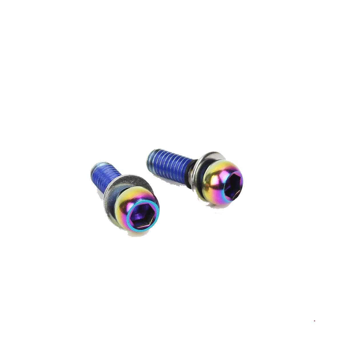 SRAM stainless rainbow caliper mounting hardware, compatible with direct and standard mount bicycle components.