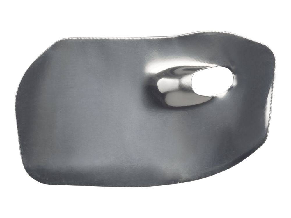 Trek 2016 Top Fuel 29 Carbon chainstay strike guard in silver, protective component on a mountain bike frame.