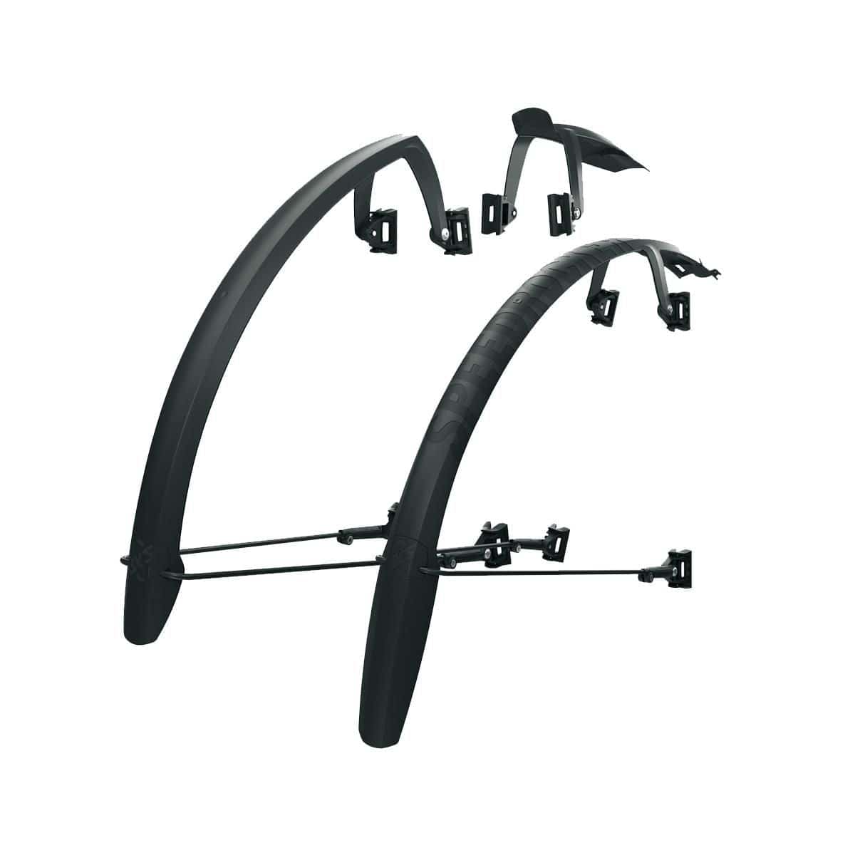 SKS Speedrocker mudguard set for gravel, cyclocross, and road bikes with 32-42mm tires, shown installed on a bike.