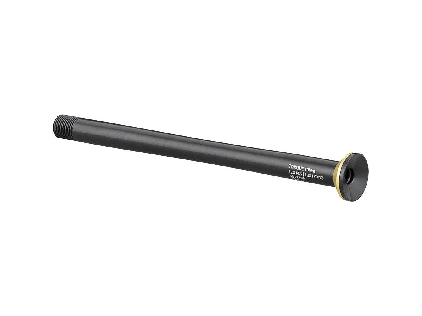 Bontrager Switch Lever Pro rear axle 12x166mm in black for bicycle rear wheels, showcasing the component's design and build.