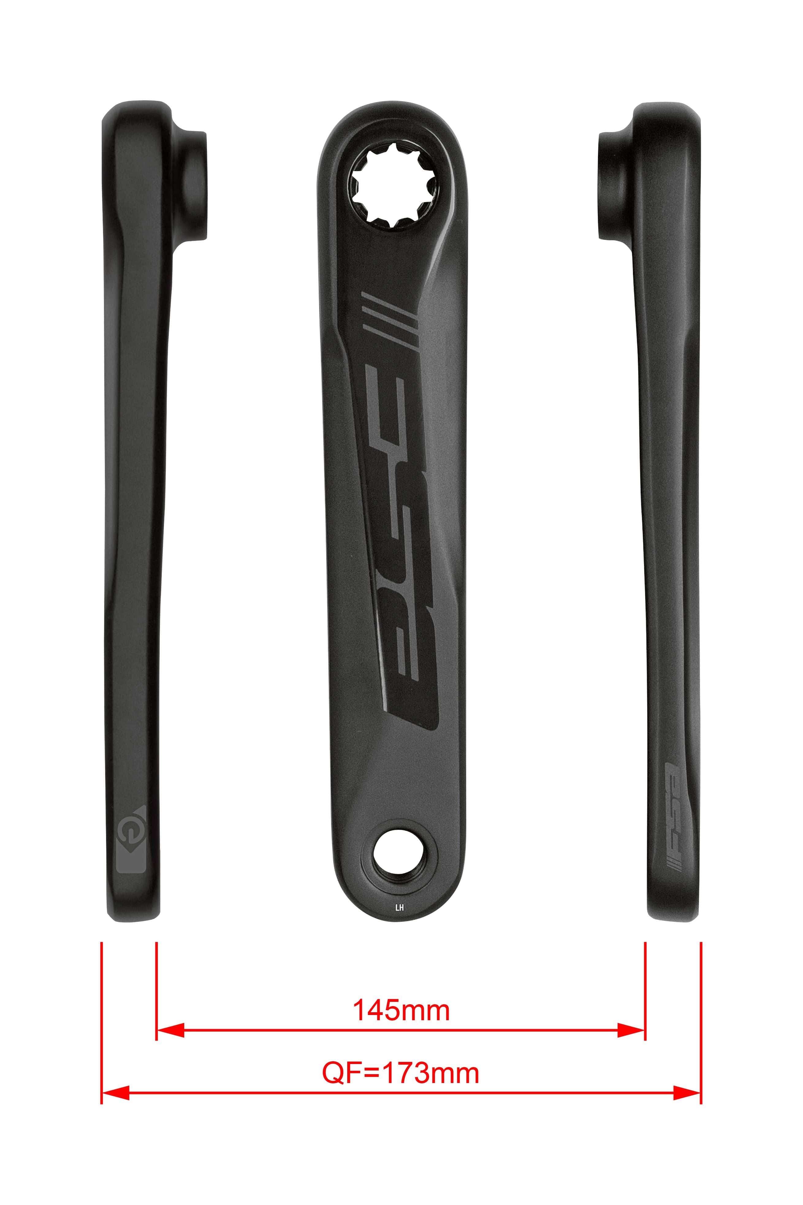FSA Ebike chainset CK-746-1 ISIS Drive black crank arms, 170-175mm length, 13.5mm spindle for e-bike components