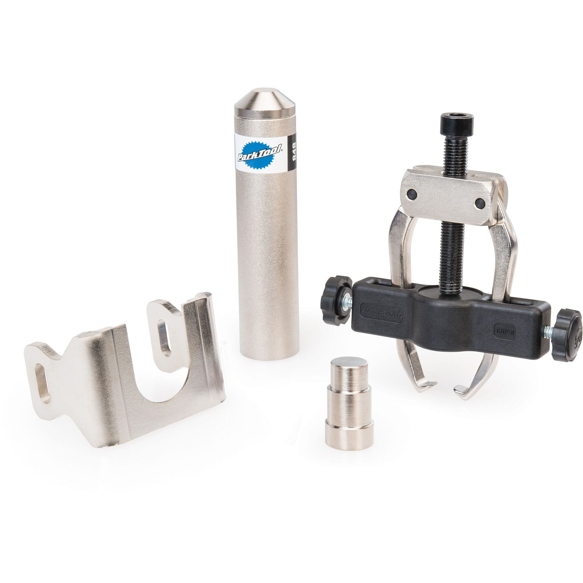 Park Tool CBP-6 Campagnolo Ultra-Torque crank and bearing tool set for bike workshop use, includes tools and components.
