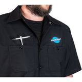 Park Tool MS-3 mechanics workshop shirt in XXL with tool pockets and embroidered logo, shown on a hanger.