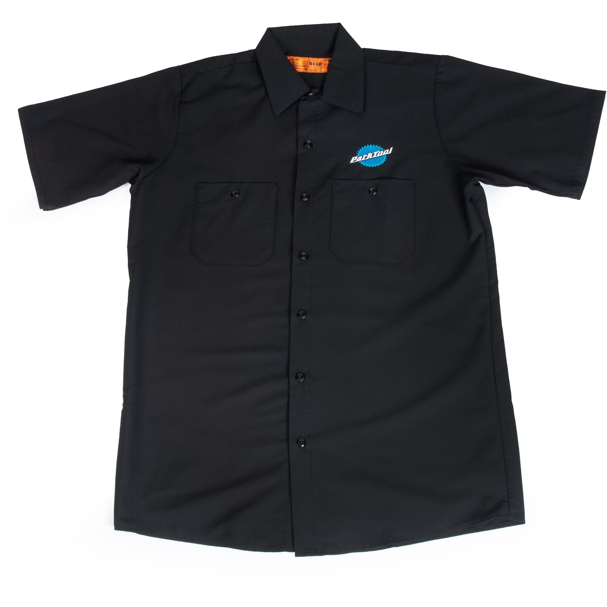 Park Tool MS-3 mechanics shirt in wrinkle-resistant workwear fabric with chest pockets, designed for durability and comfort.