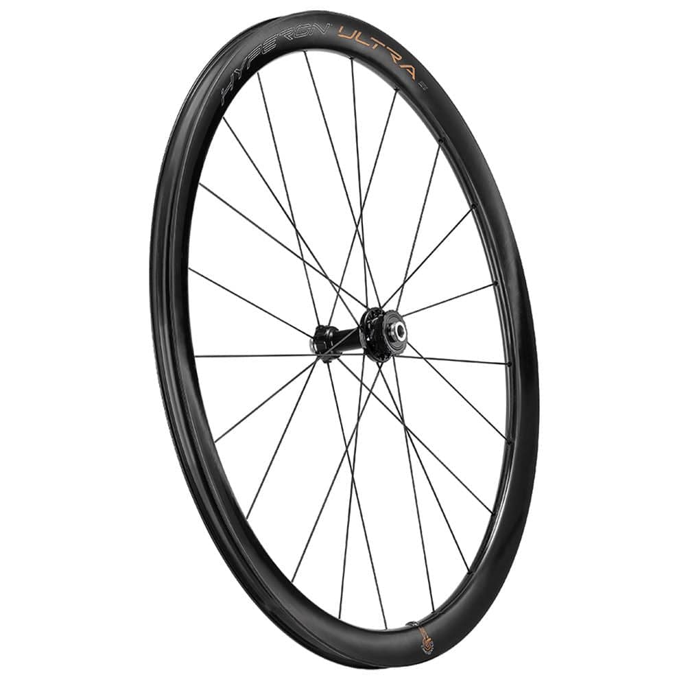 Campagnolo Hyperon Ultra road bike wheels displaying lightweight aerodynamic design and sleek carbon rims.