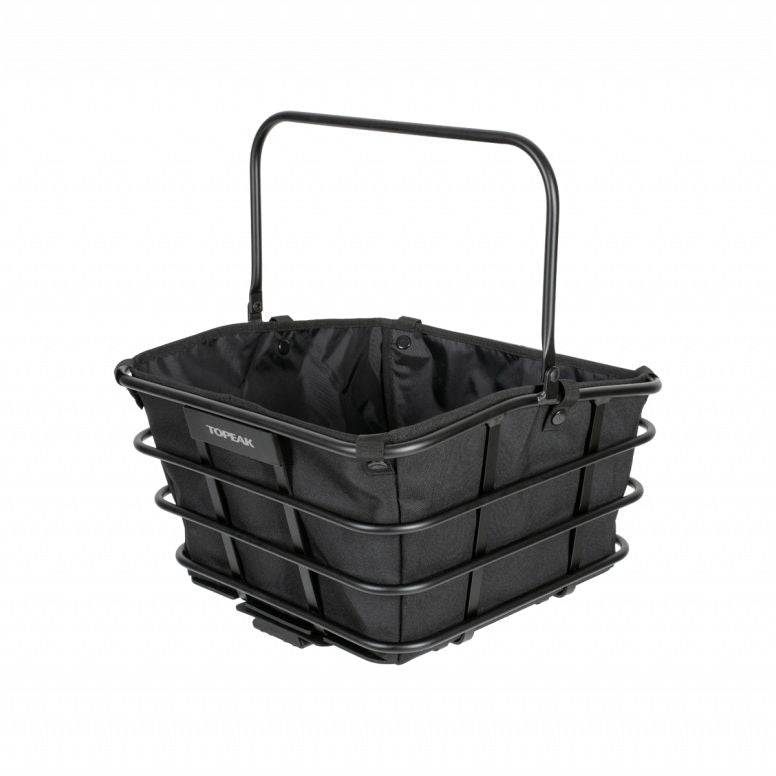 Topeak Urban Basket DX inner pad liner for panniers and bags, made of durable 600D material, shown inside a bike basket.
