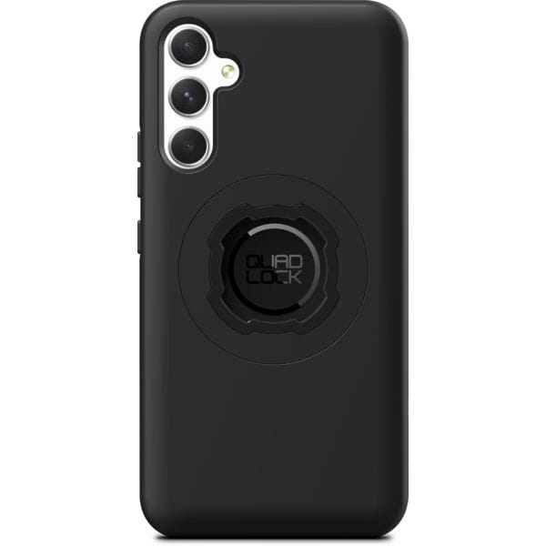 Quad Lock MAG Phone Case with dual-stage lock for secure magnetic mounting, shown on a smartphone with the case attached.