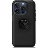 Quad Lock Phone MAG Case with dual-stage lock for secure magnetic mounting, designed for iPhone 15 in black.