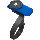 Quad Lock Out Front Mount V3 for smartphones, compatible with modular accessories, shown attached to a smartphone on a bike handlebar.