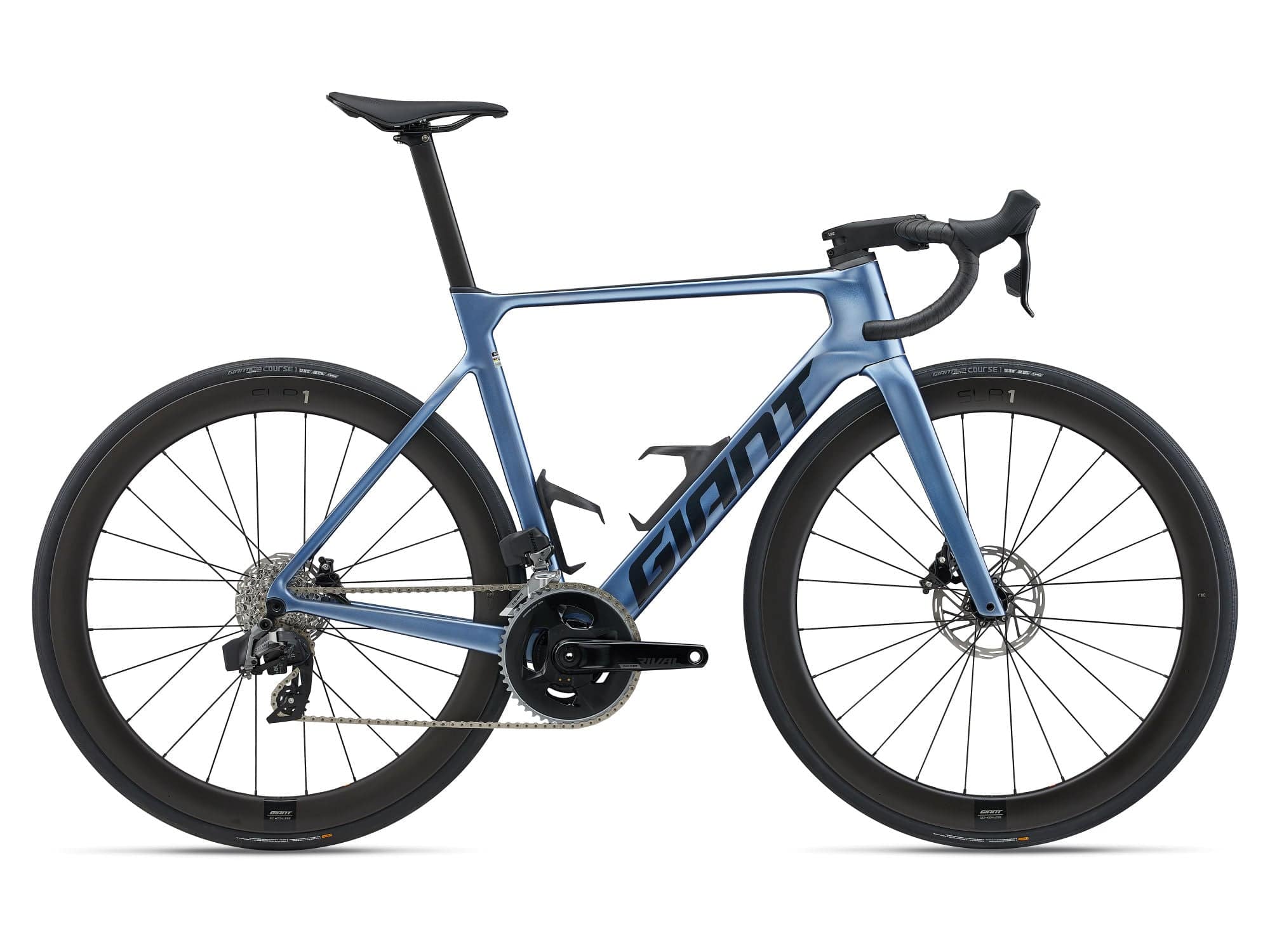 Giant Propel Advanced Pro 1 road bike with AeroSystem shaping and SRAM Rival eTap AXS drivetrain, featuring sleek aerodynamic design.