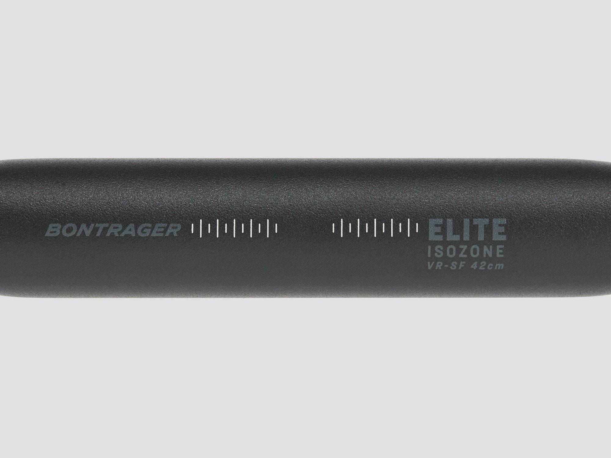 Bontrager Elite Isozone VR-SF road handlebar with vibration-damping pads, showcasing ergonomic design and lightweight components.