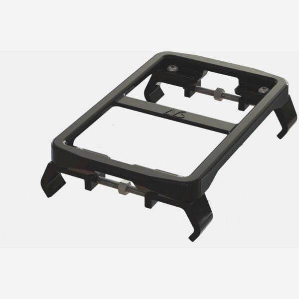 AtranVelo NEWRACK UNI AVS interface accessory for secure bike rack attachment, shown in black with adjustable width.