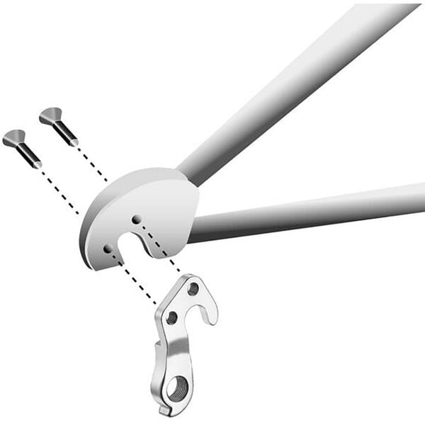 M Part Trek Gear Hanger for bike frame protection and replacement, showing the metal component with mounting holes and gear attachment area.