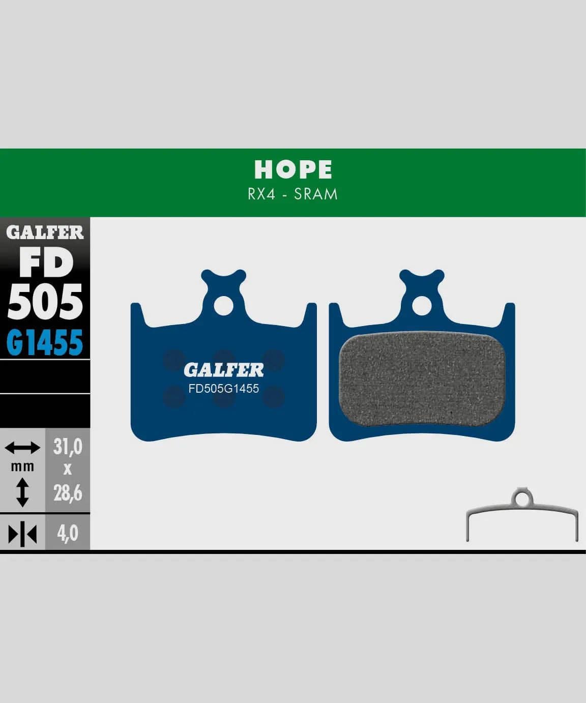 Galfer Road disc brake pads for cycling, featuring smooth, quiet performance and all-weather durability.