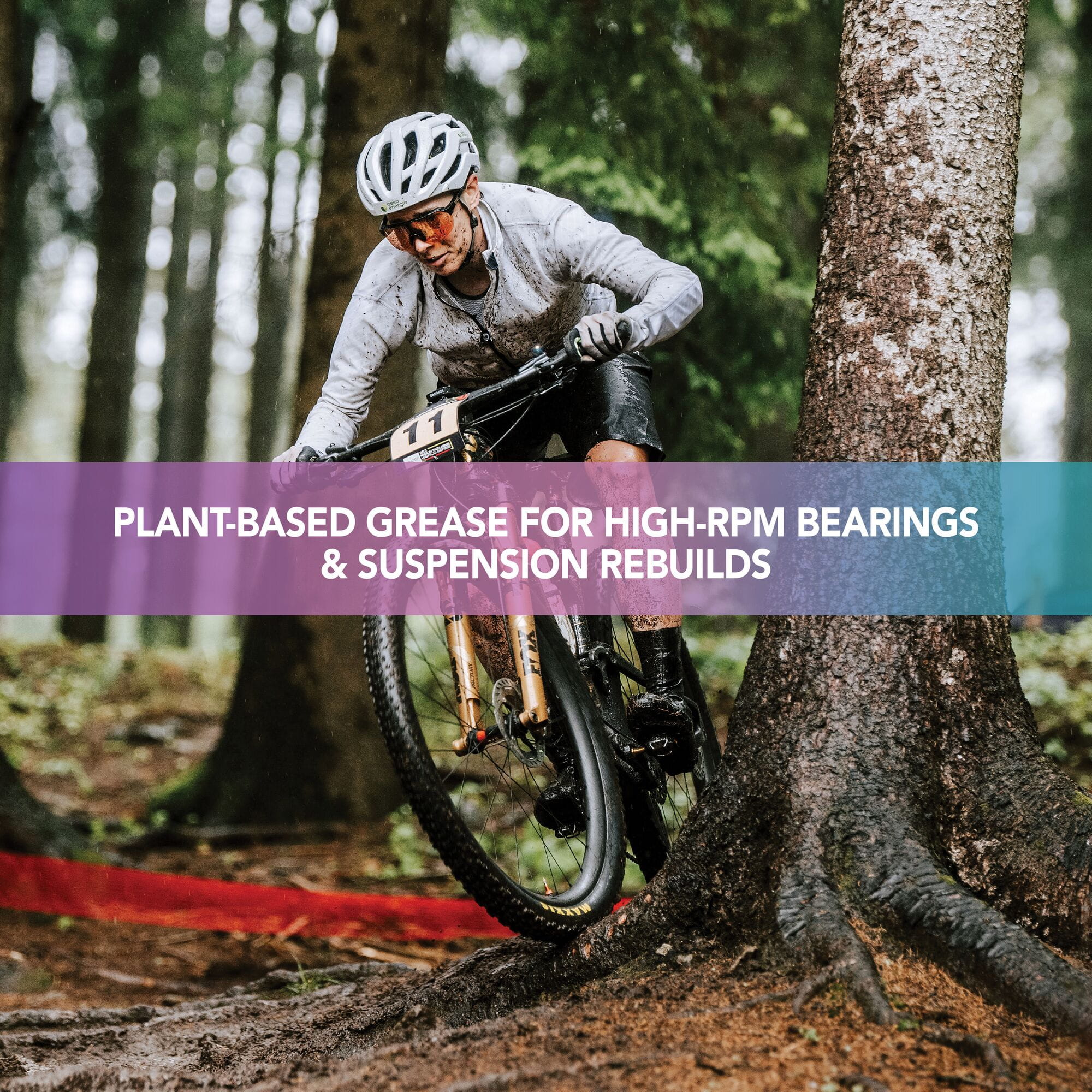 Finish Line BOOSTEDT BioGrease plant-based bike grease application on bike components, showcasing eco-friendly low-friction lubricant.