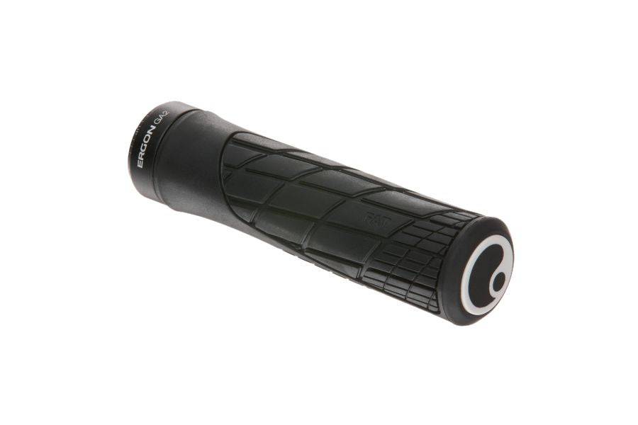 Ergon GA2 Fat Black bike grips with ergonomic design for comfort and control on bicycle components.