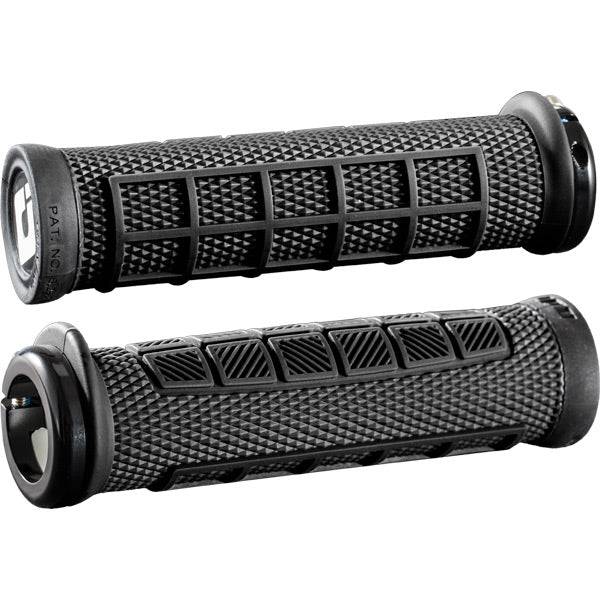 ODI Elite Pro MTB Lock-On Grips with ergonomic design and durable ends, featuring textured surface for enhanced grip and comfort.