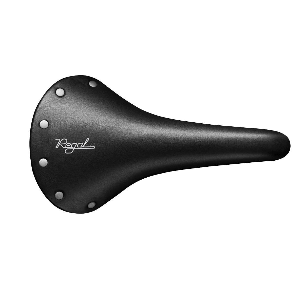 Selle San Marco Regal Evo black saddle with Xsilite rails and Biofoam padding, designed for cycling comfort and performance.