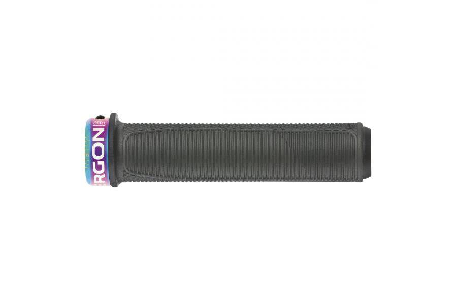 Ergon GFR1 Factory gravity and downhill bike grips with alloy clamps, featuring ergonomic design and textured surface for control.