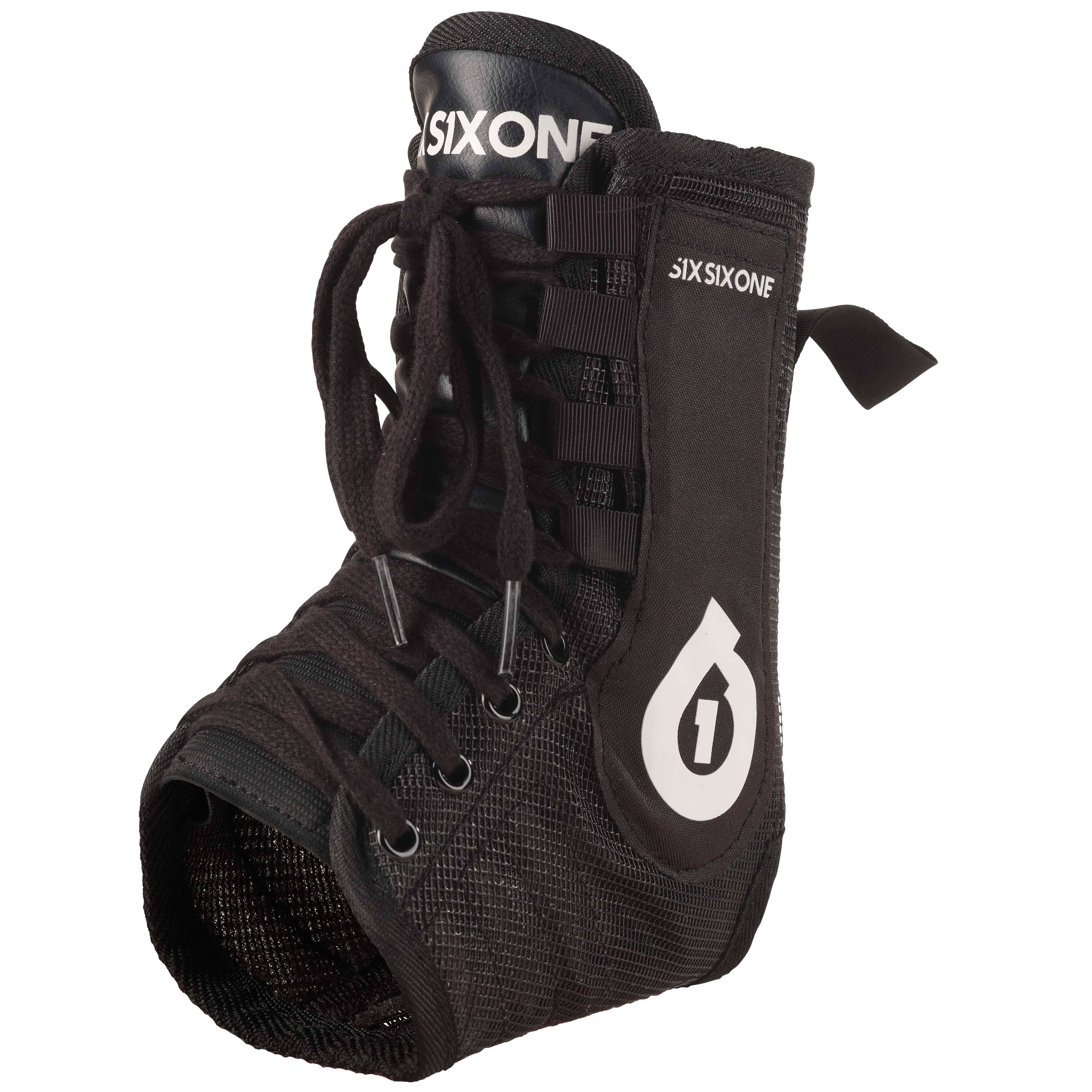 SixSixOne Race Brace Pro ankle support in black, slim, comfortable, unisex sports clothing, designed for ankle stabilization and support.