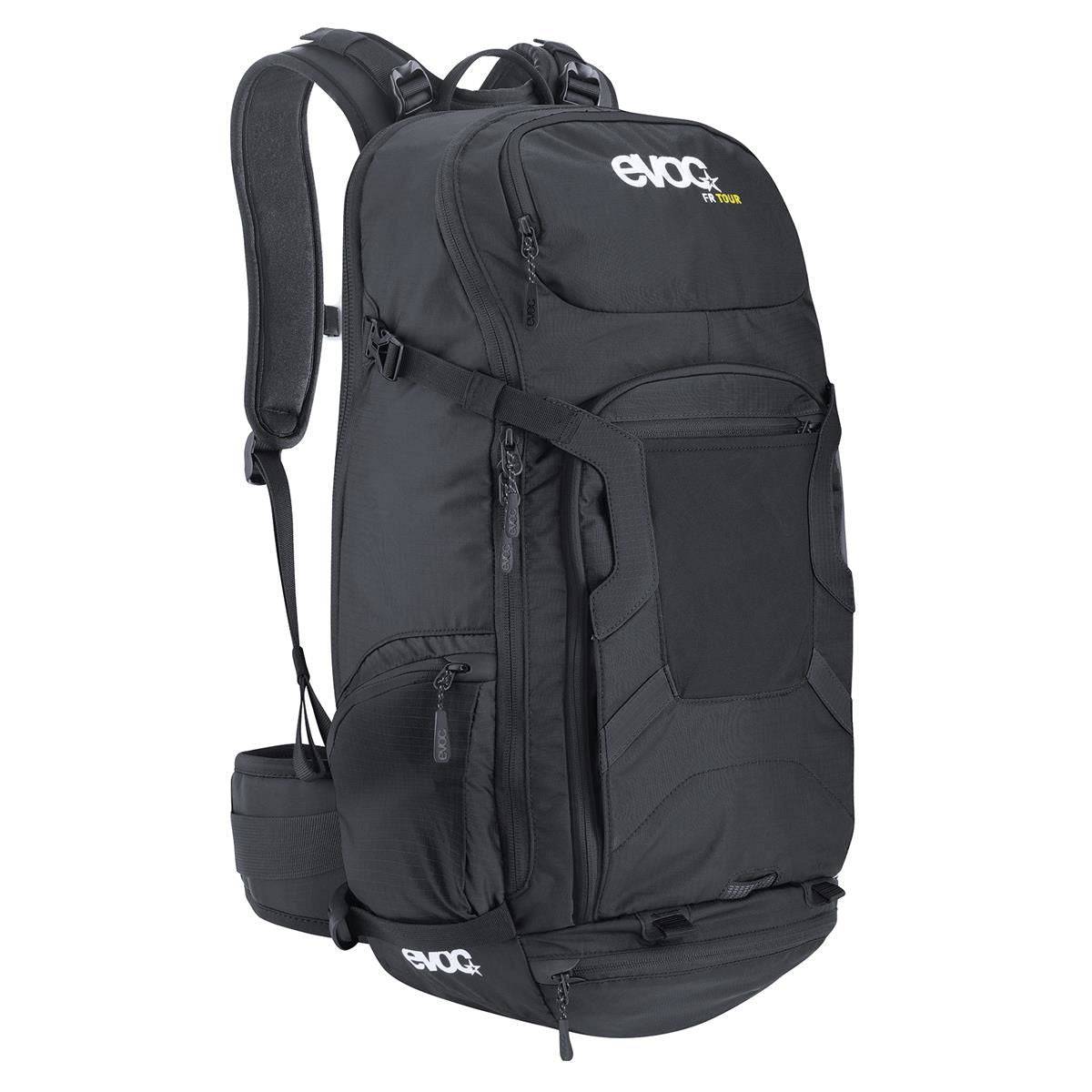 EVOC FR Tour Protector Backpack 2019 in black with 30L capacity and integrated LITESHIELD back protection, designed for cycling accessories.