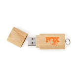 Fox Heritage 8GB wooden USB flash drive with logo, durable wood accessory for data storage and transfer.