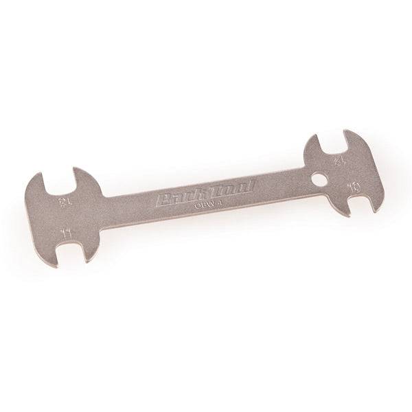 Park Tool OBW-4 offset brake centering wrench for 10-13mm calipers, used for precise brake adjustments in workshop settings.