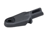 Trek road brake housing stop with Di2 wire cutout in black, designed for Shimano E-Tube routing on bike components