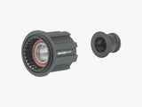 Bontrager Ratchet EXP Campagnolo N3W freehub in black attached to a 142mm OLD cassette-compatible bike hub.