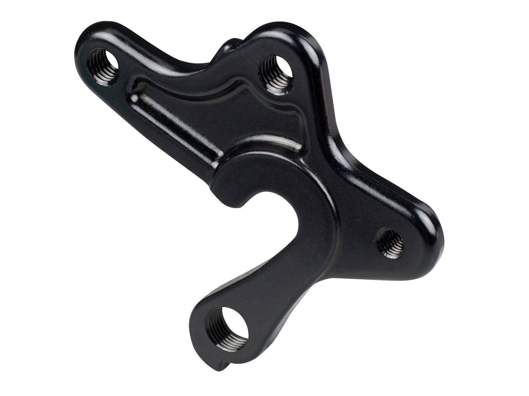 Black Trek Super Commuter+ and Diamant Zouma+ rear derailleur hanger, 135mm quick-release side, for bike components.