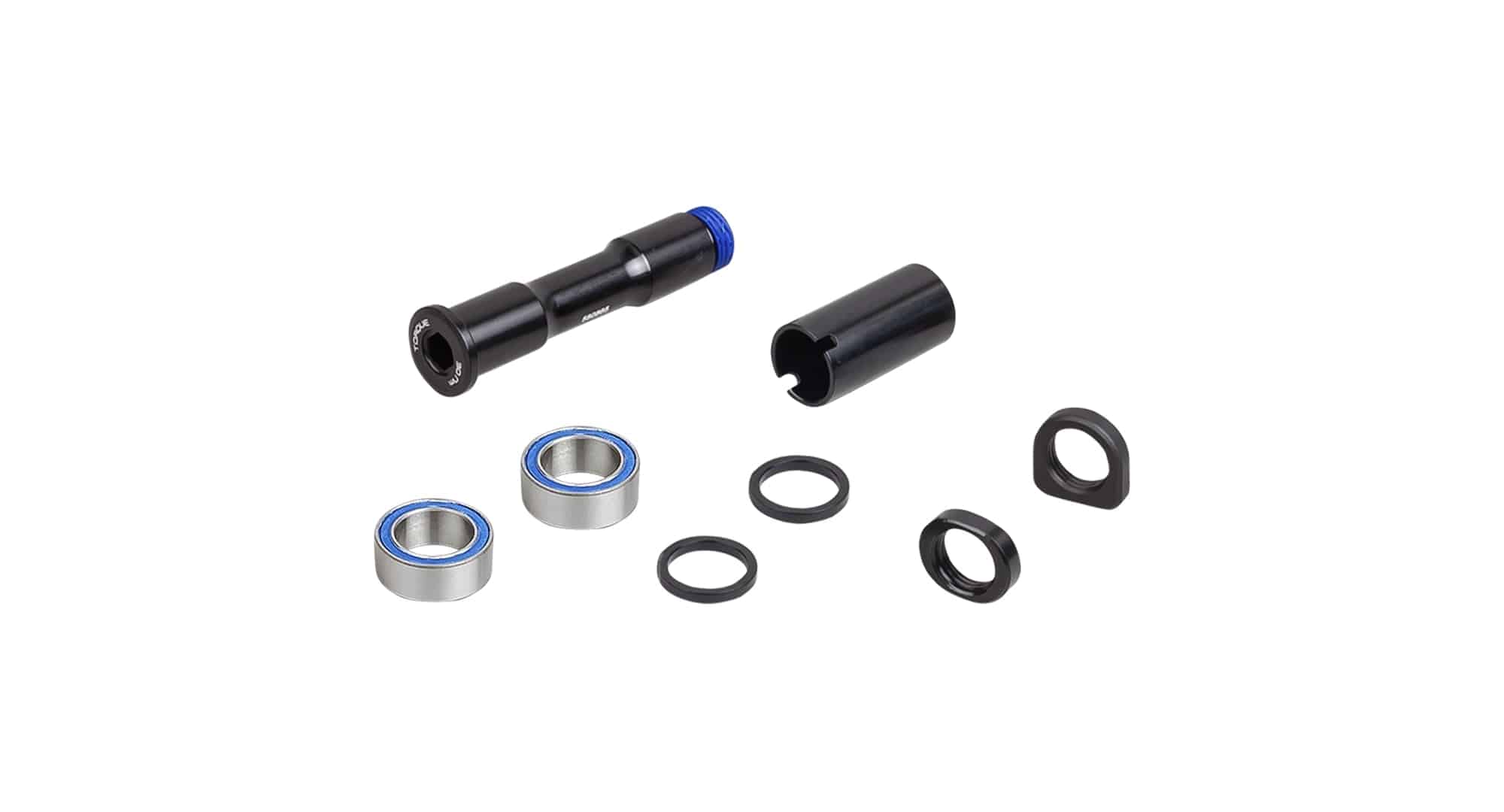 Trek Rail 29 2020 main pivot hardware kit in black, suspension replacement components, includes bolts and bushings.