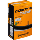 Black Continental Compact Schrader Valve for 10-12 inch wheels, 34mm length, suitable for bicycle tubes and components.