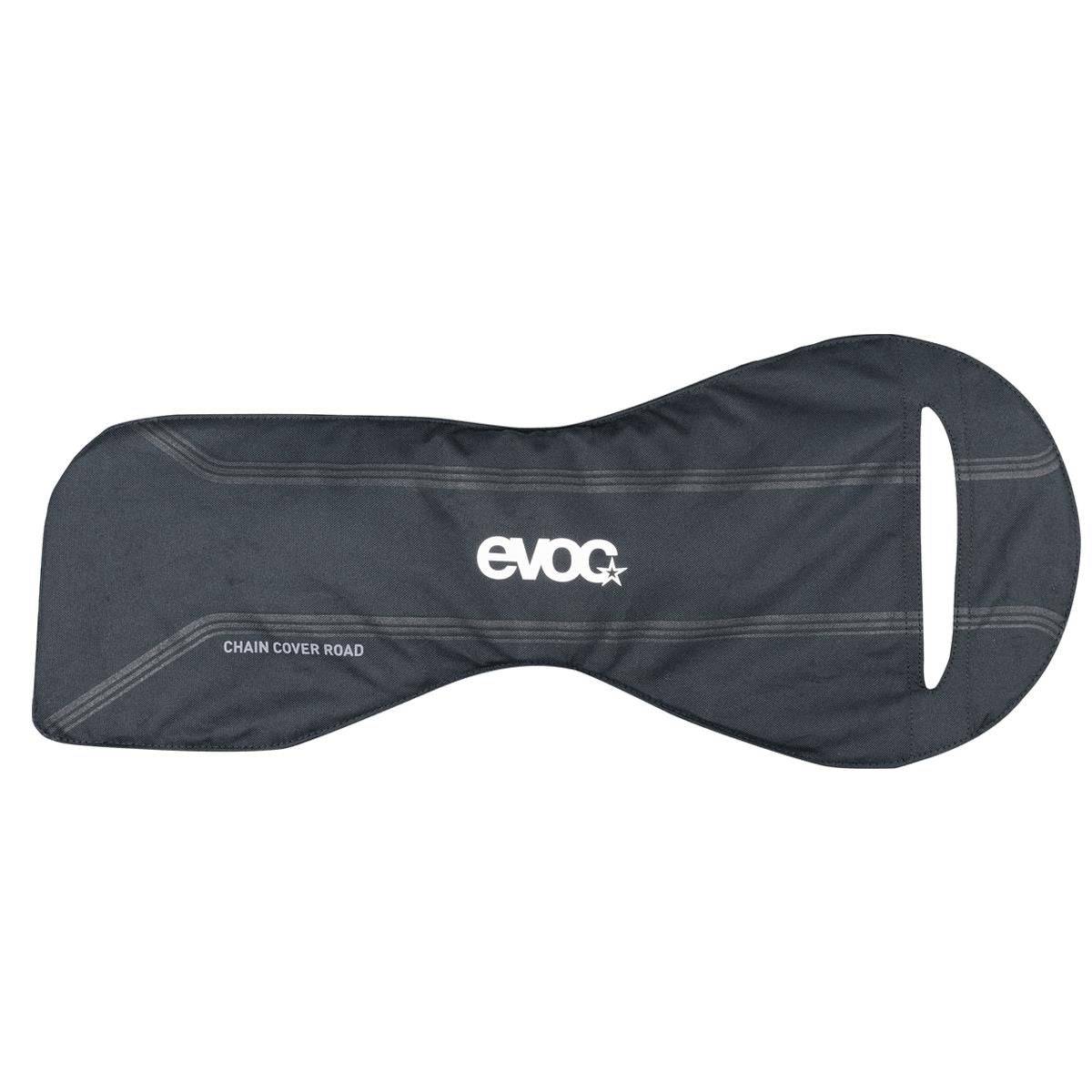 EVOC travel chain cover with Velcro fixation for bike chainstay protection, accessory designed to secure and protect bike frames.