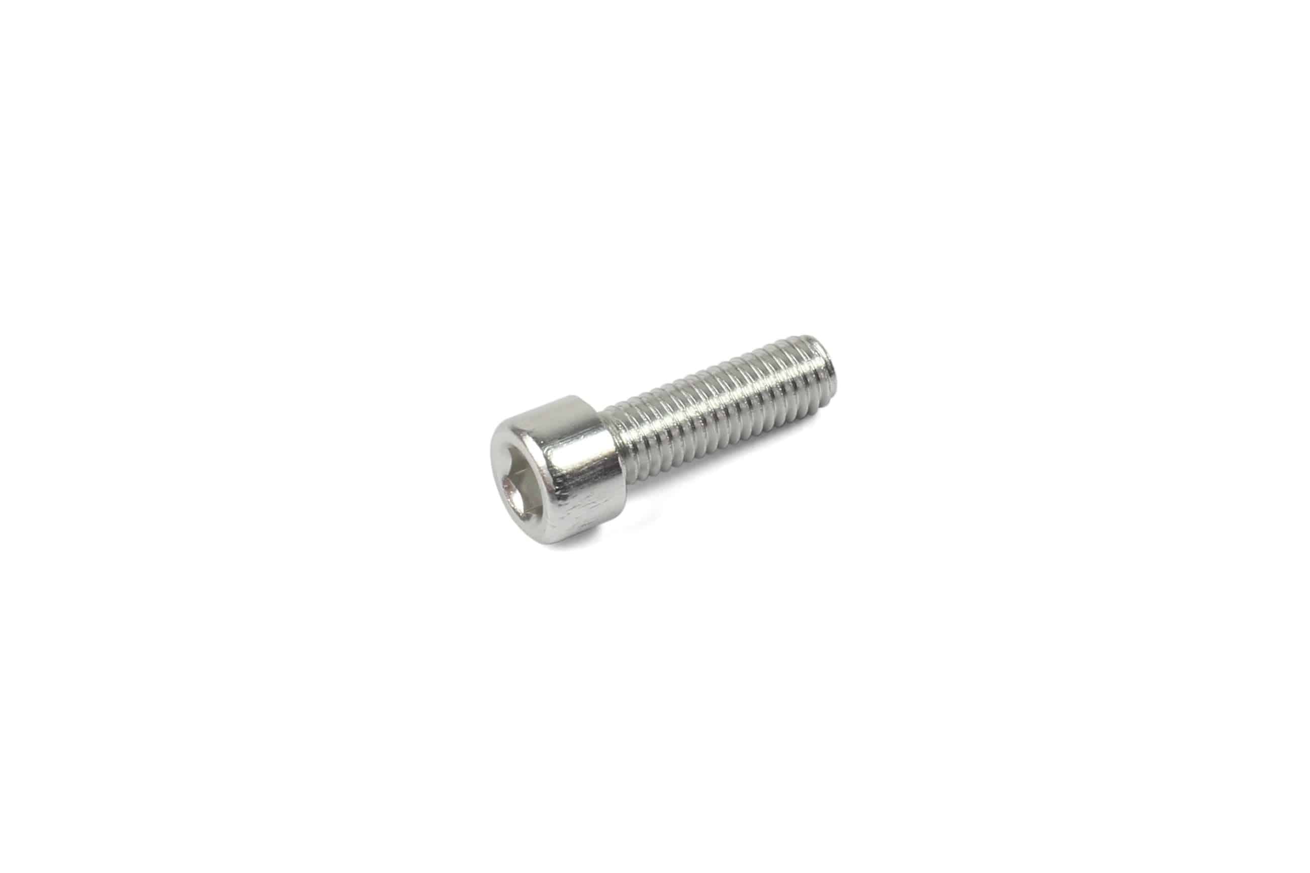 Hope M5 X 16 aluminium cap screw for bike components, showcasing a silver threaded screw used in cycling accessories.