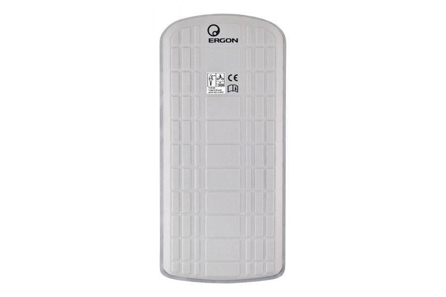 Ergon BP100 Silver and Black inner back protector for enduro bike bags, offering comfort and safety during riding.