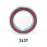 Wheels Manufacturing BB90 angular contact bearing for Trek 24mm cranksets, close-up of bearing in black and silver finish