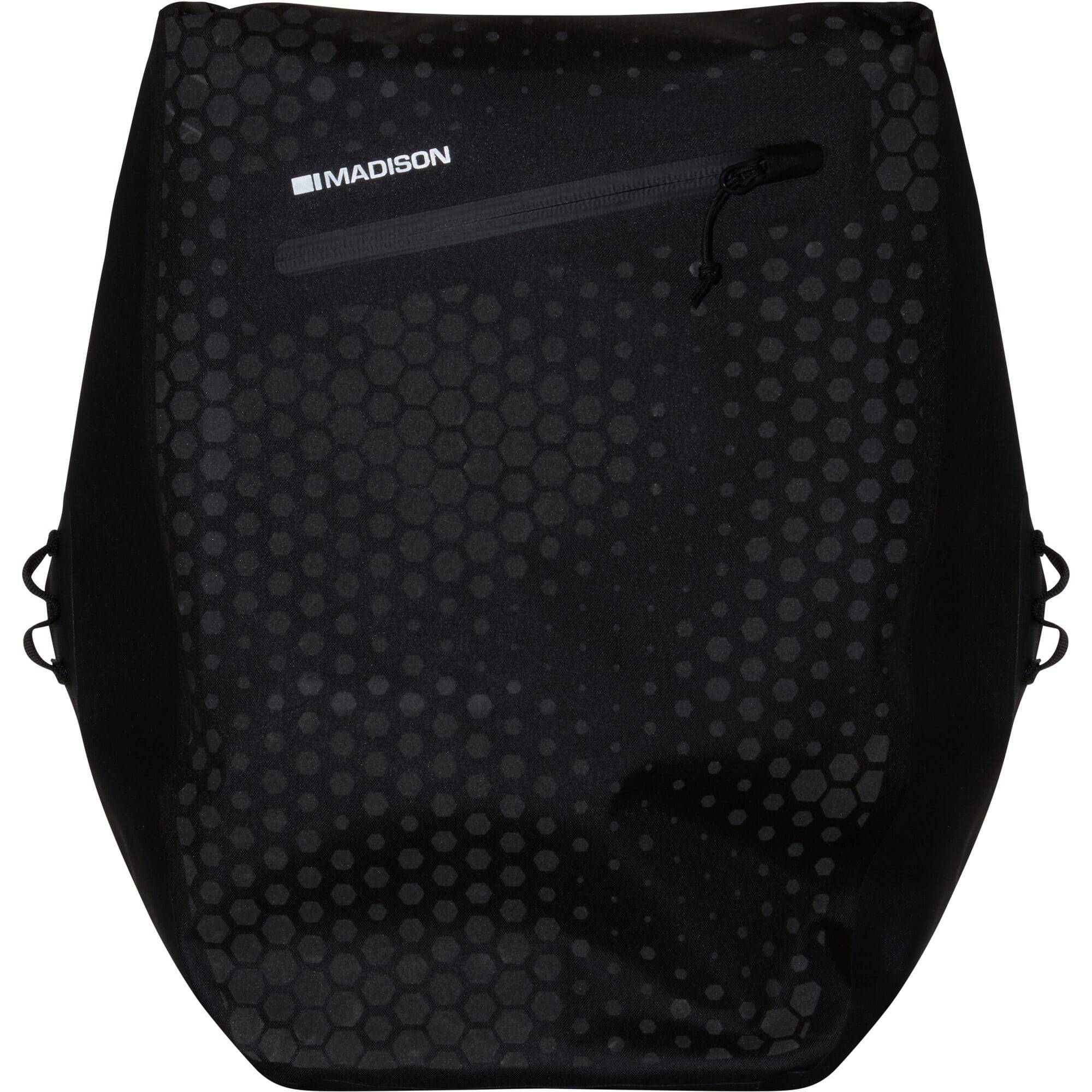 Madison Bags Roam Stellar-Tech 30L waterproof pannier bag with reflective finish, outdoor cycling accessories, durable and weatherproof.