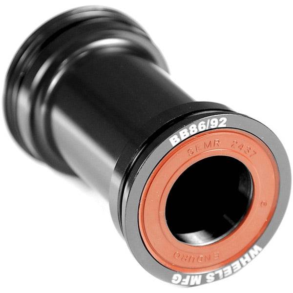 Wheels Manufacturing BB86/92 ABEC-3 bearings for 24mm cranks, showing durable, serviceable Enduro Bearings for bike components.