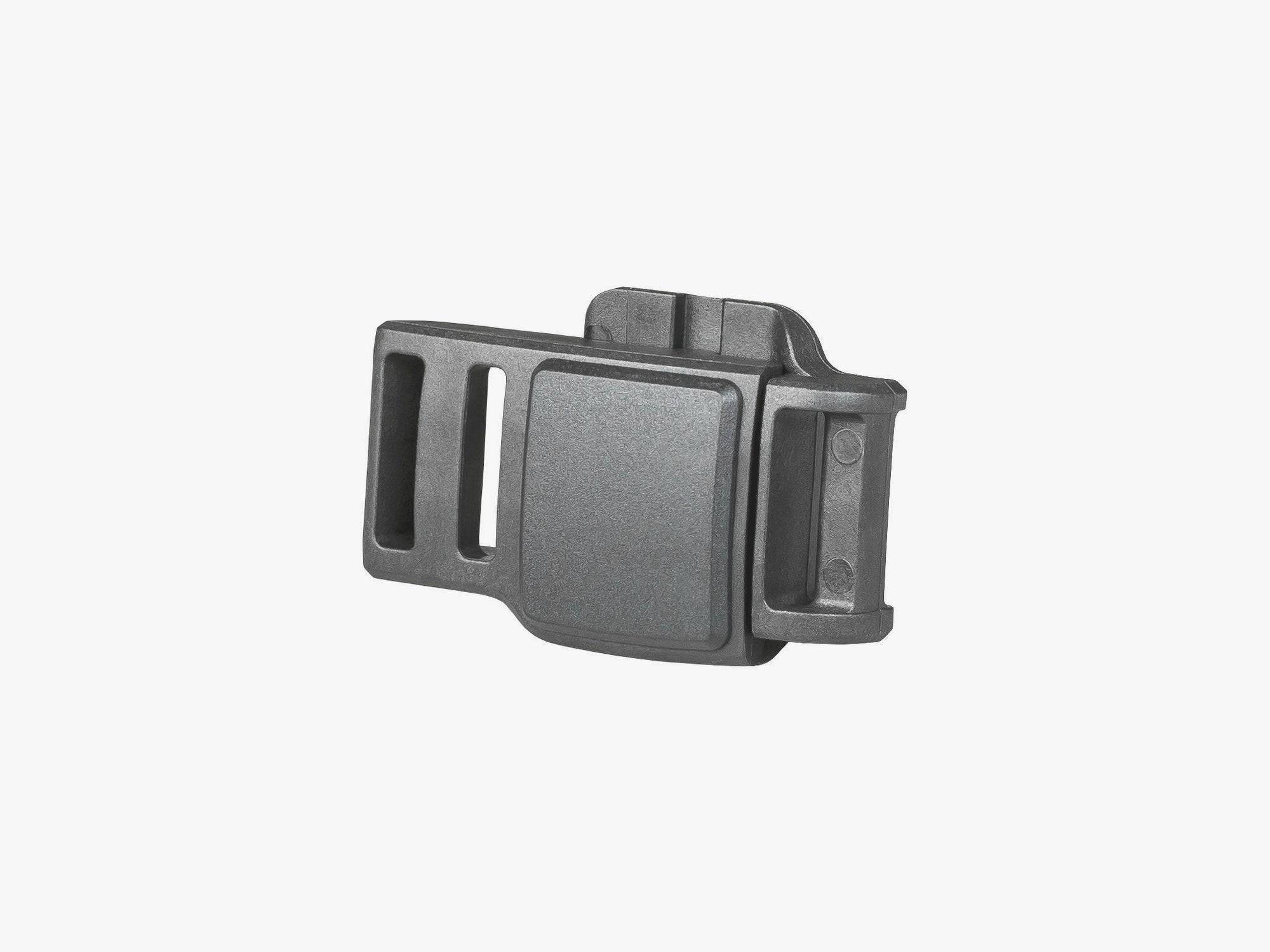 Bontrager Fidlock SNAP helmet buckle spare for secure fastening, shown in close-up with details of the plastic clip.