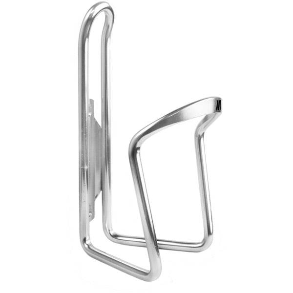 Silver M Part aluminium bike bottle cage with adjustable design and 6mm mounting, ideal for secure water bottle holding during rides.