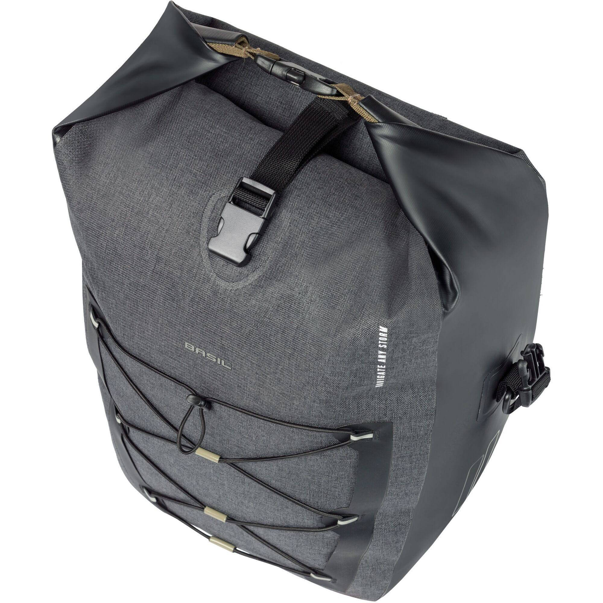 Basil Panniers & Bags - Navigator Storm L single pannier bag 25-31L black | Swinnerton Cycles
