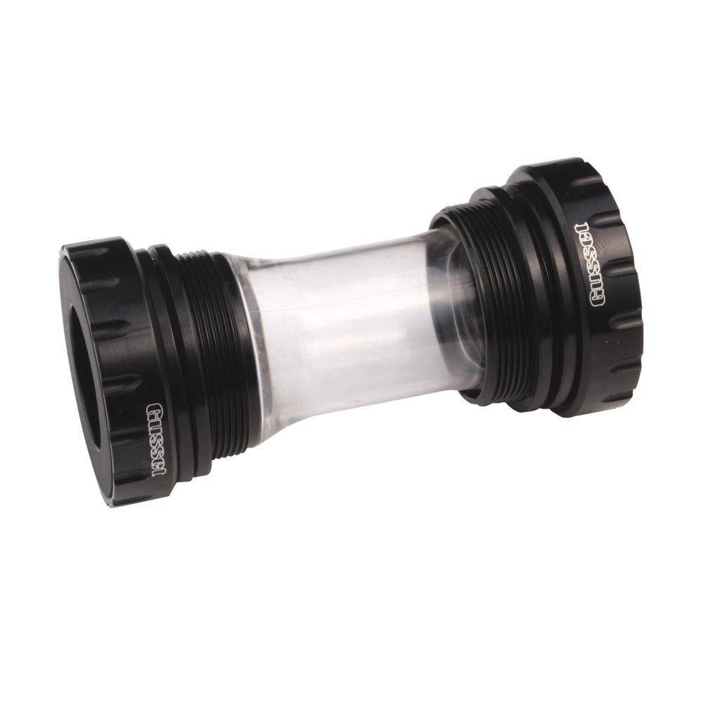 Gusset Components Ext24 external bottom bracket for smooth power transfer, shown with metal shell and internal bearings.