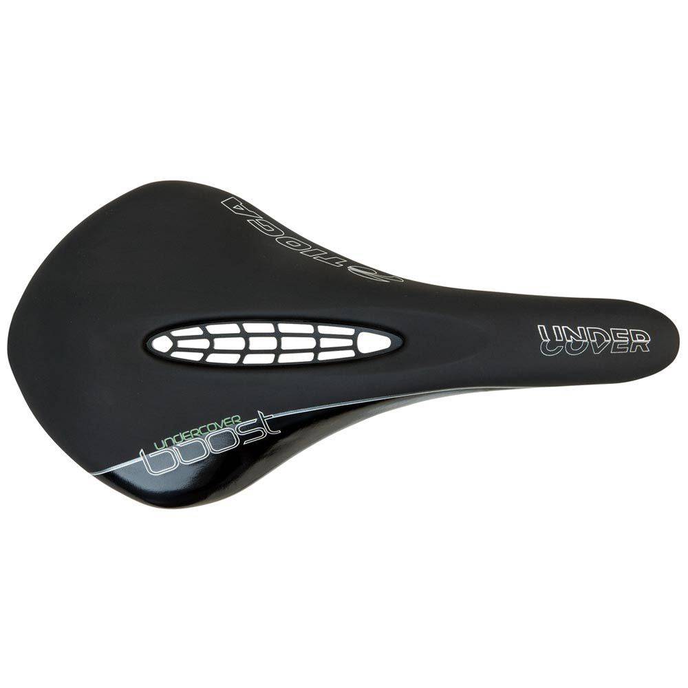 Tioga Undercover Boost bike saddle with 3D contoured padding and shock absorption for comfortable cycling.